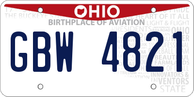 OH license plate GBW4821