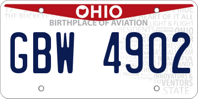 OH license plate GBW4902