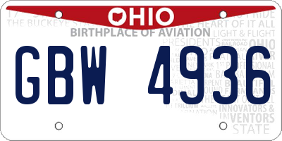 OH license plate GBW4936