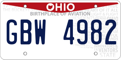 OH license plate GBW4982