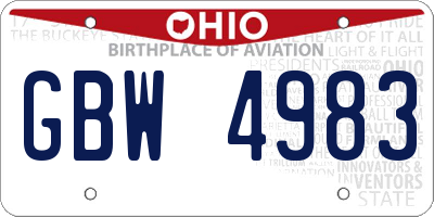 OH license plate GBW4983