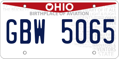 OH license plate GBW5065
