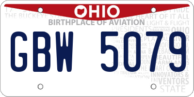 OH license plate GBW5079
