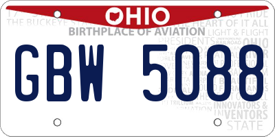 OH license plate GBW5088