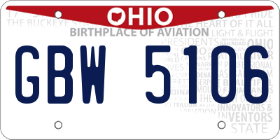 OH license plate GBW5106
