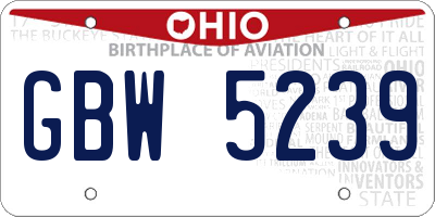 OH license plate GBW5239