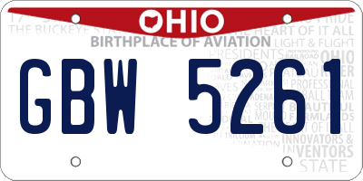 OH license plate GBW5261