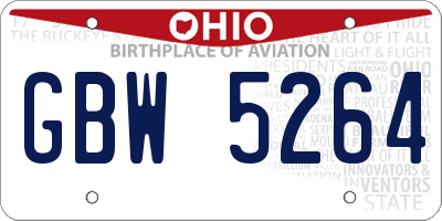 OH license plate GBW5264