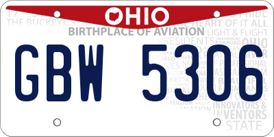 OH license plate GBW5306