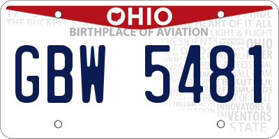 OH license plate GBW5481