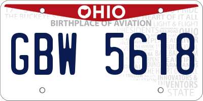 OH license plate GBW5618
