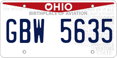 OH license plate GBW5635