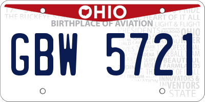 OH license plate GBW5721