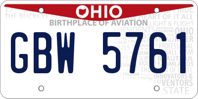 OH license plate GBW5761
