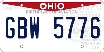 OH license plate GBW5776