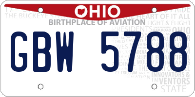 OH license plate GBW5788