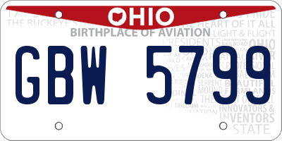 OH license plate GBW5799