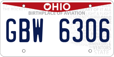 OH license plate GBW6306