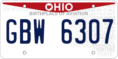 OH license plate GBW6307