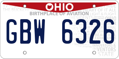 OH license plate GBW6326