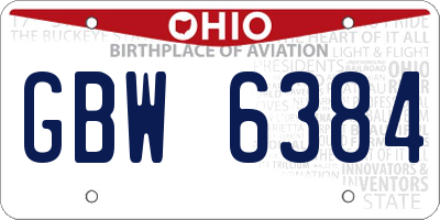 OH license plate GBW6384