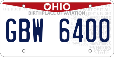 OH license plate GBW6400