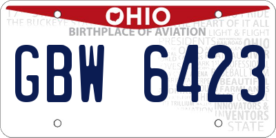 OH license plate GBW6423