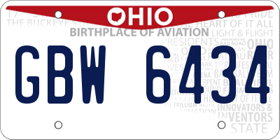 OH license plate GBW6434