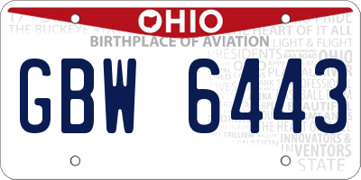OH license plate GBW6443