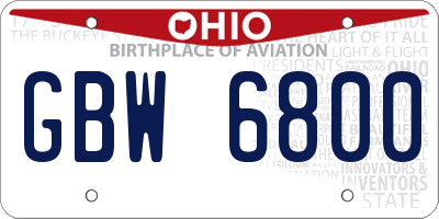 OH license plate GBW6800