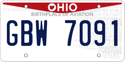 OH license plate GBW7091