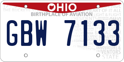 OH license plate GBW7133