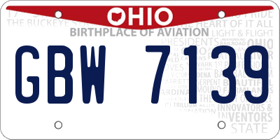 OH license plate GBW7139