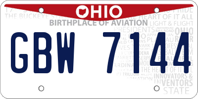 OH license plate GBW7144