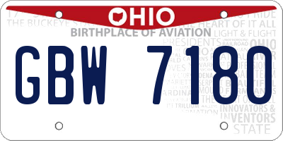 OH license plate GBW7180