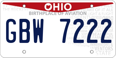 OH license plate GBW7222