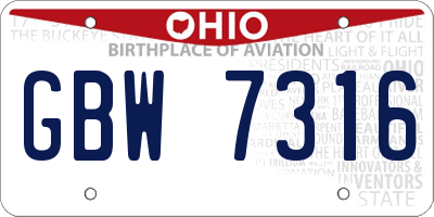 OH license plate GBW7316