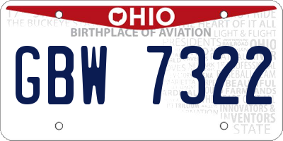 OH license plate GBW7322