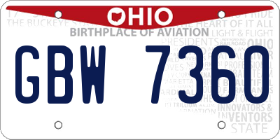 OH license plate GBW7360