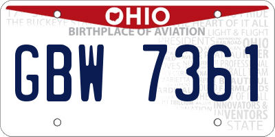 OH license plate GBW7361