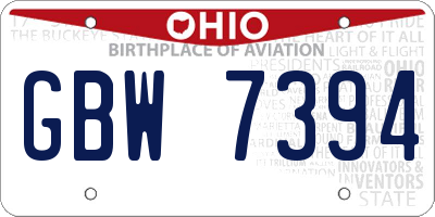 OH license plate GBW7394