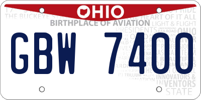 OH license plate GBW7400