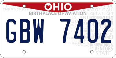 OH license plate GBW7402