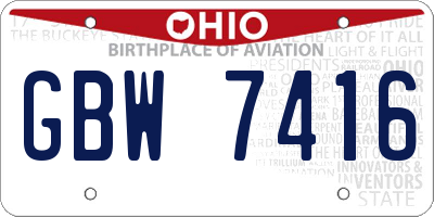 OH license plate GBW7416
