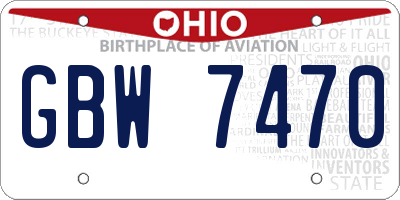 OH license plate GBW7470