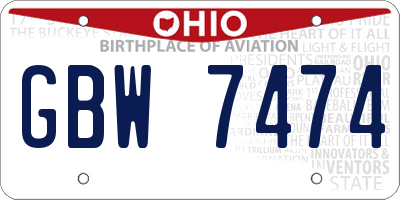 OH license plate GBW7474