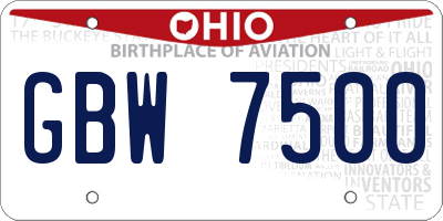 OH license plate GBW7500
