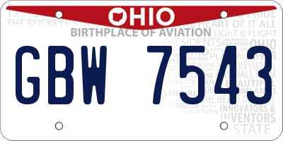 OH license plate GBW7543