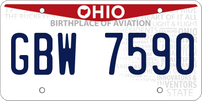 OH license plate GBW7590