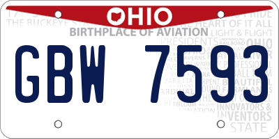 OH license plate GBW7593